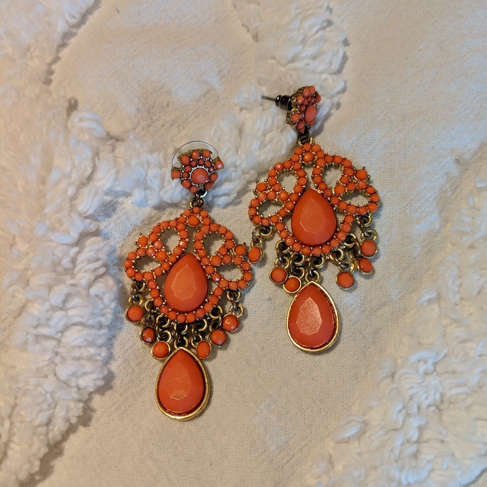 Francesca's Orange Chandelier Earrings